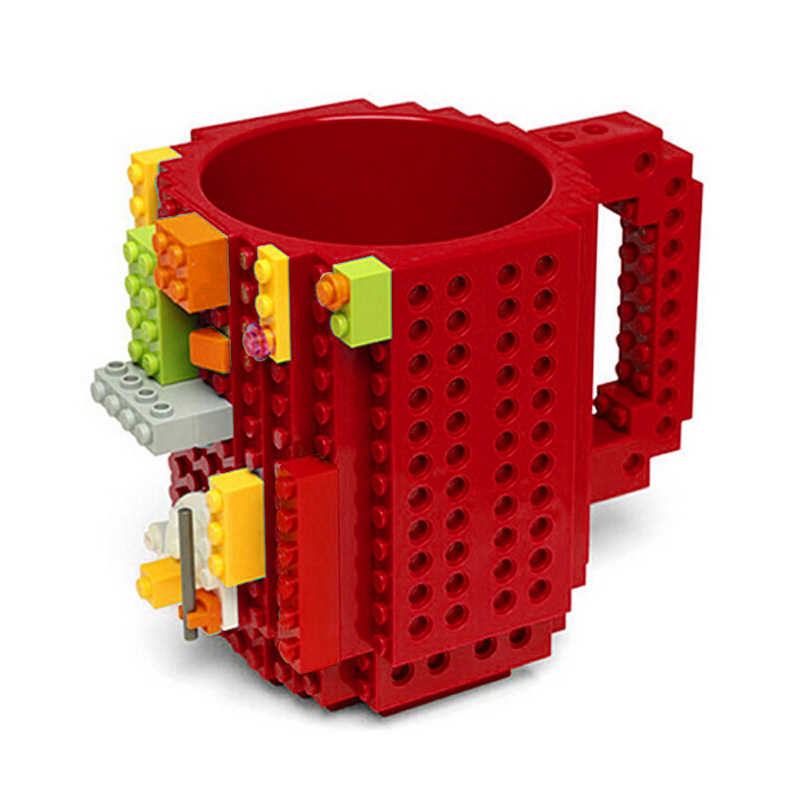 

350ML Build-On Brick Type Building Blocks Coffee Cup DIY Block Puzzle Mug, Red, 501 Original