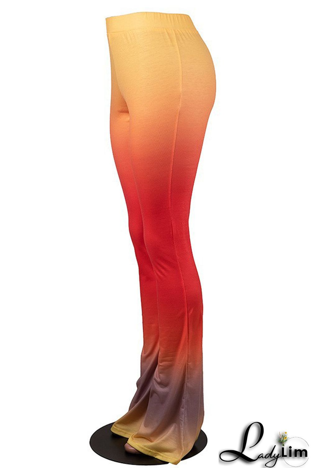 Red Fashion Casual Gradual Change Print Basic Regular High Waist Trousers