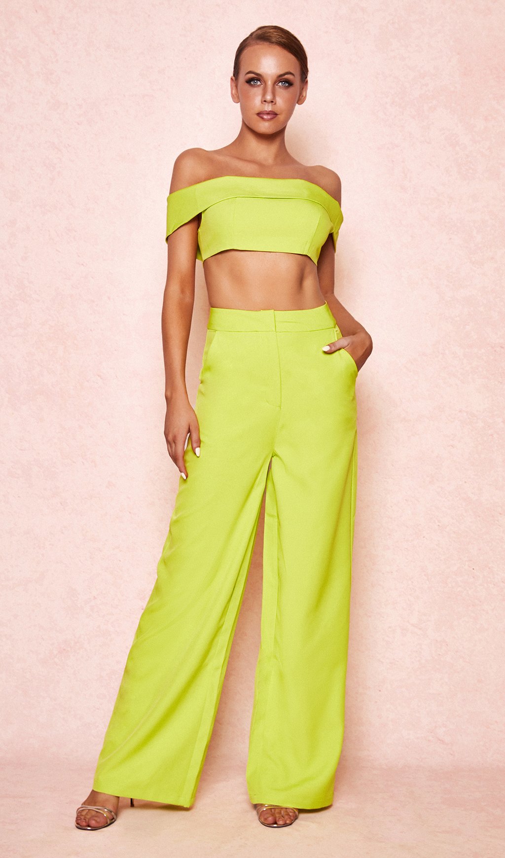 dark green wide leg trousers