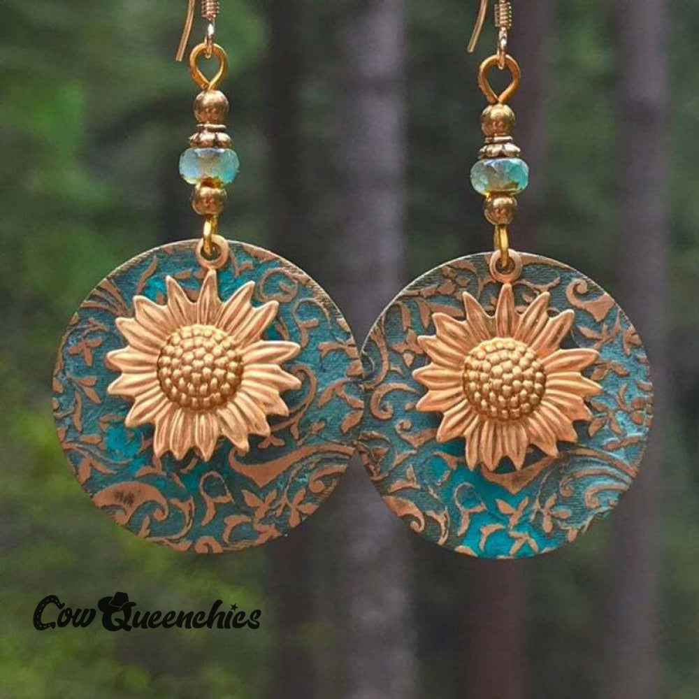 Double-Layer Sunflower Pattern Earrings