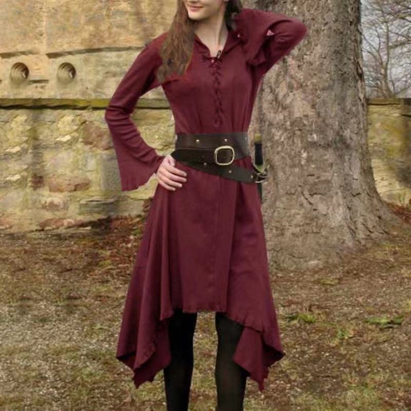 Vintage Solid Irregular Midi Dress