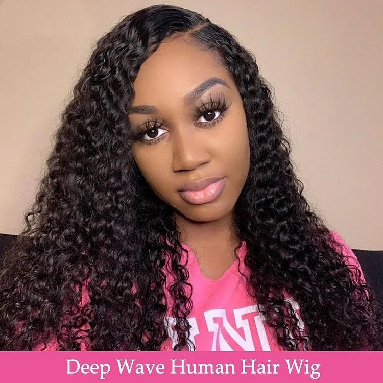 Brazilian Deep Wave HD Lace Front Human Hair Wigs-elleschic