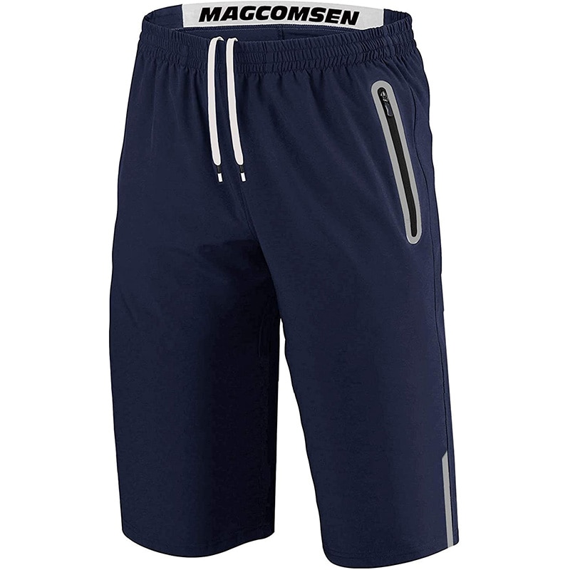 Men's Outdoor Hiking Summer Quick Dry Thin Breathable Ripstop Knee Shorts with Reflective Zipper Pockets