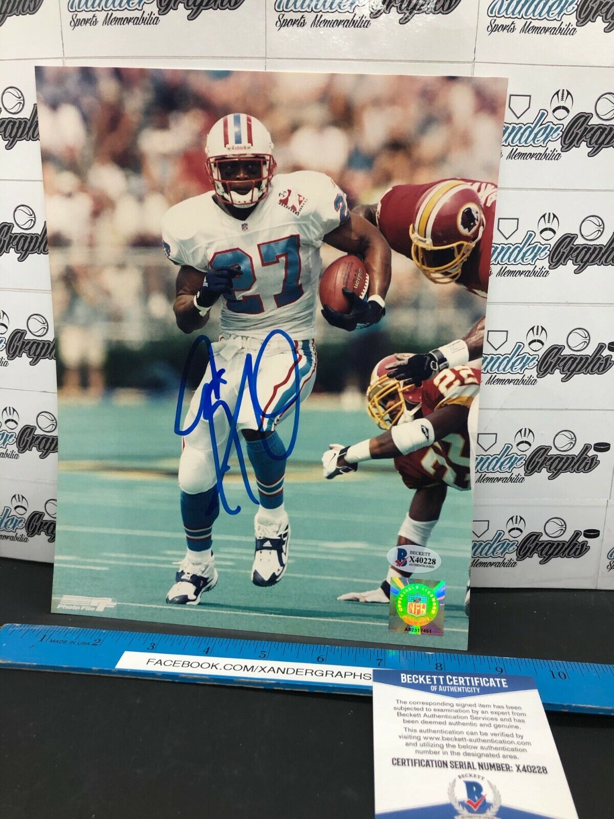 EDDIE GEORGE HOUSTON OILERS SIGNED AUTOGRAPHED 8X10 Photo Poster paintingGRAPH-BECKETT BAS COA