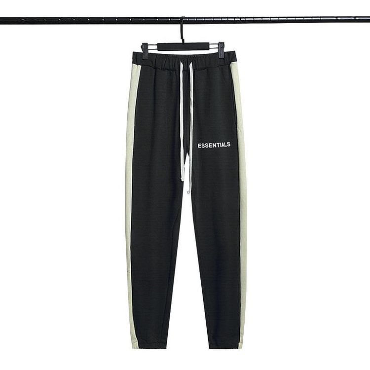 Fog Essentials Pants Spring and Autumn Double Line Letter Color Matching Casual Terry Trousers for Men and Women