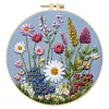 Flowers DIY Stamped Embroidery Kit with Embroidery Hoop Needlepoint Kit 30x30cm for Adults Beginners Craft Lovers Gift tapestrymarket