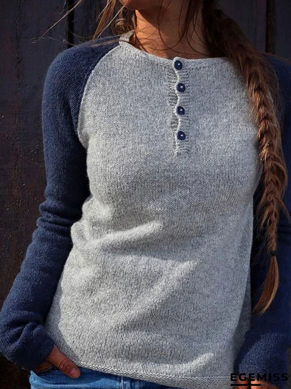 Color Block Pullover Simple Casual Sweater | EGEMISS