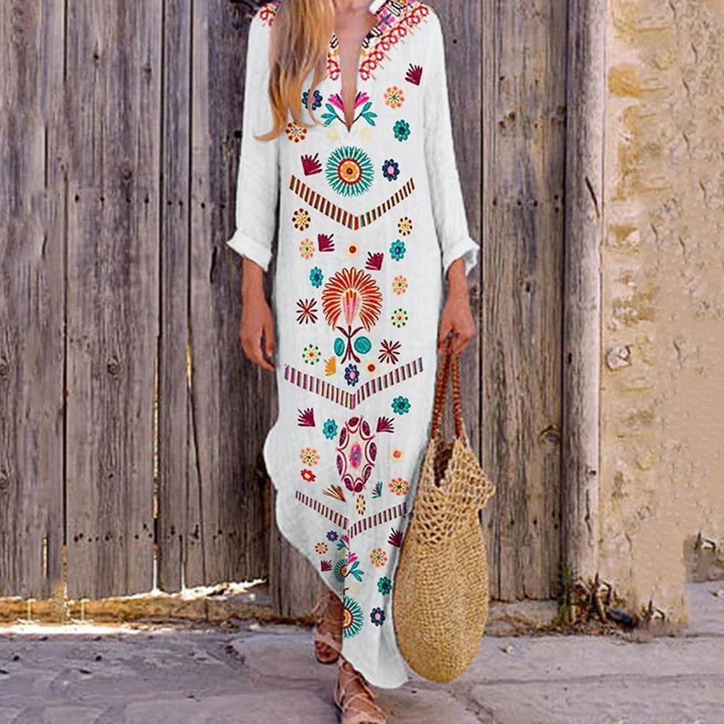 Loose V-neck split Maxi Dress