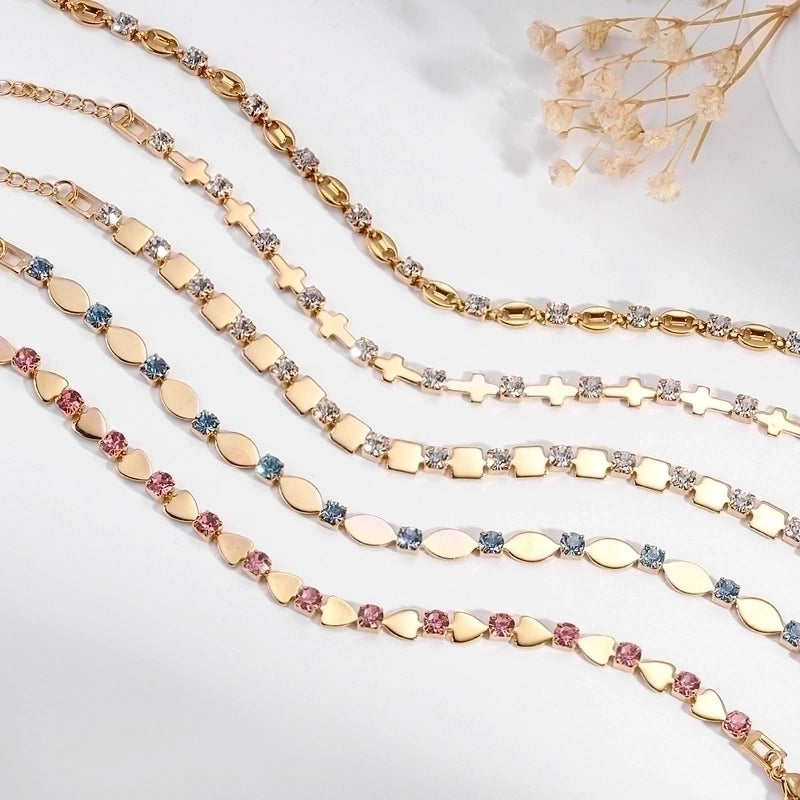 Casual Minimalist Geometric 201 Stainless Steel 18K Gold Plated Bracelets In Bulk