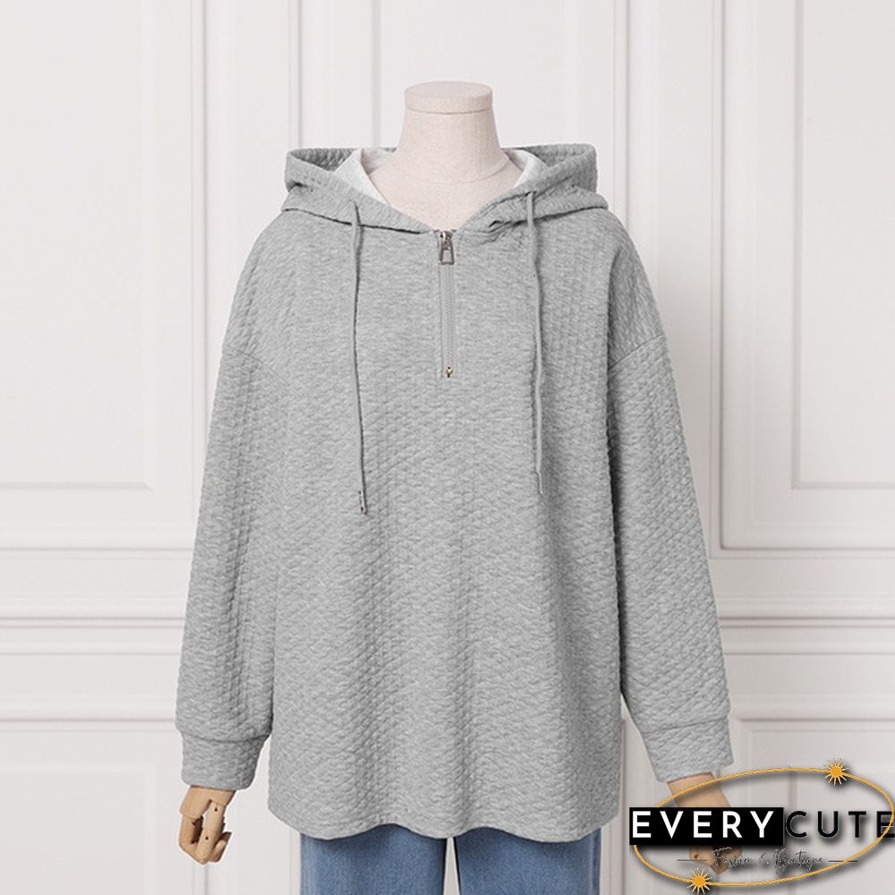 Spring Autumn Warm Fashion Women Zipper Long Sleeve Blouse Sweatshirt Oversized Casual