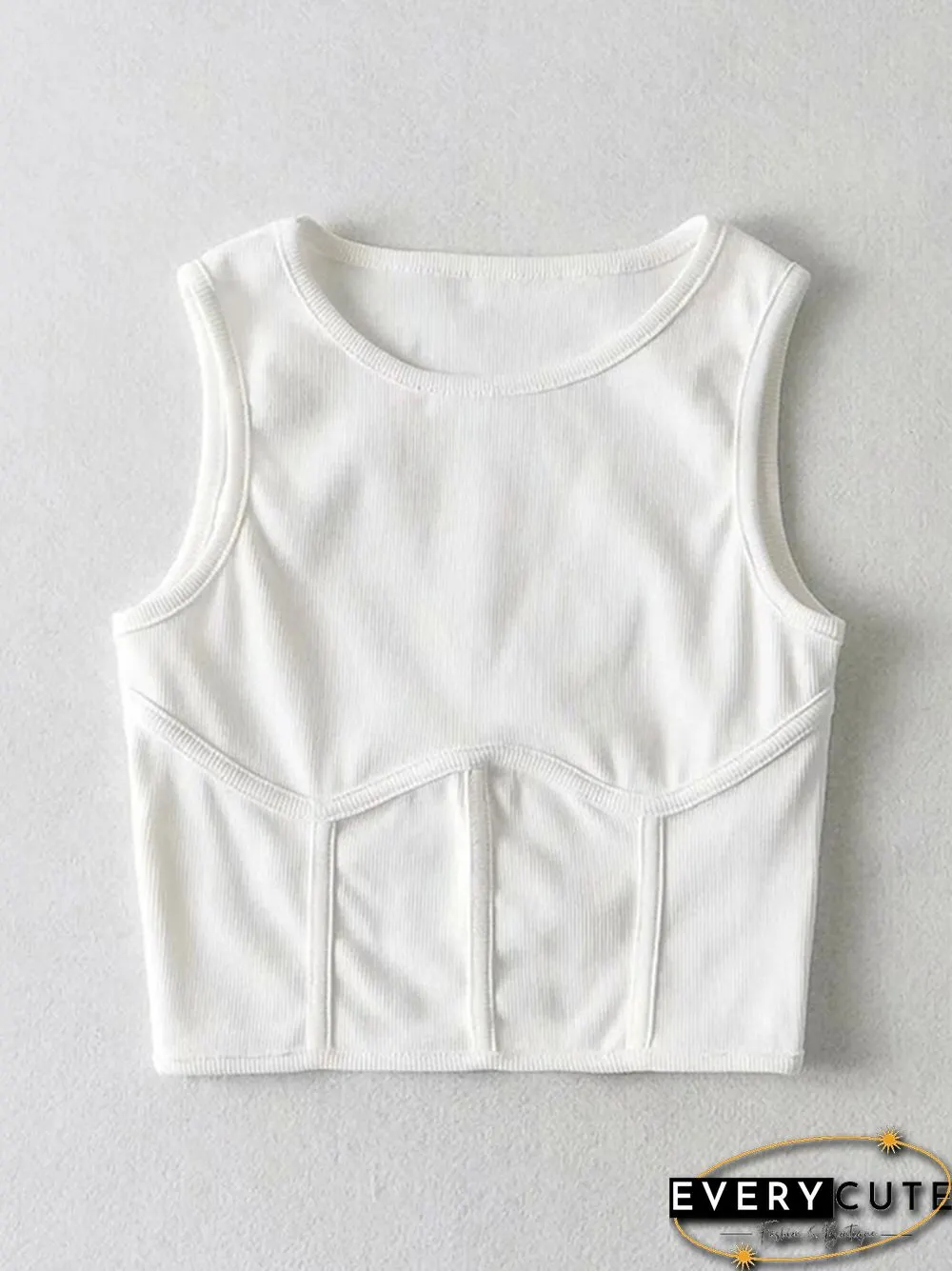 Summer Womens Streetwear Corset Crop Top Elastic Cotton Sleeveless O-Neck Solid Sexy Tank