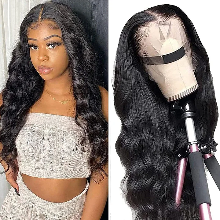 T Part Wig 13x4x1 Body Wave Lace Front Wigs Brazilian Virgin Human Hair Wigs for Black Women Pre Plucked with Baby Hair Natural Color