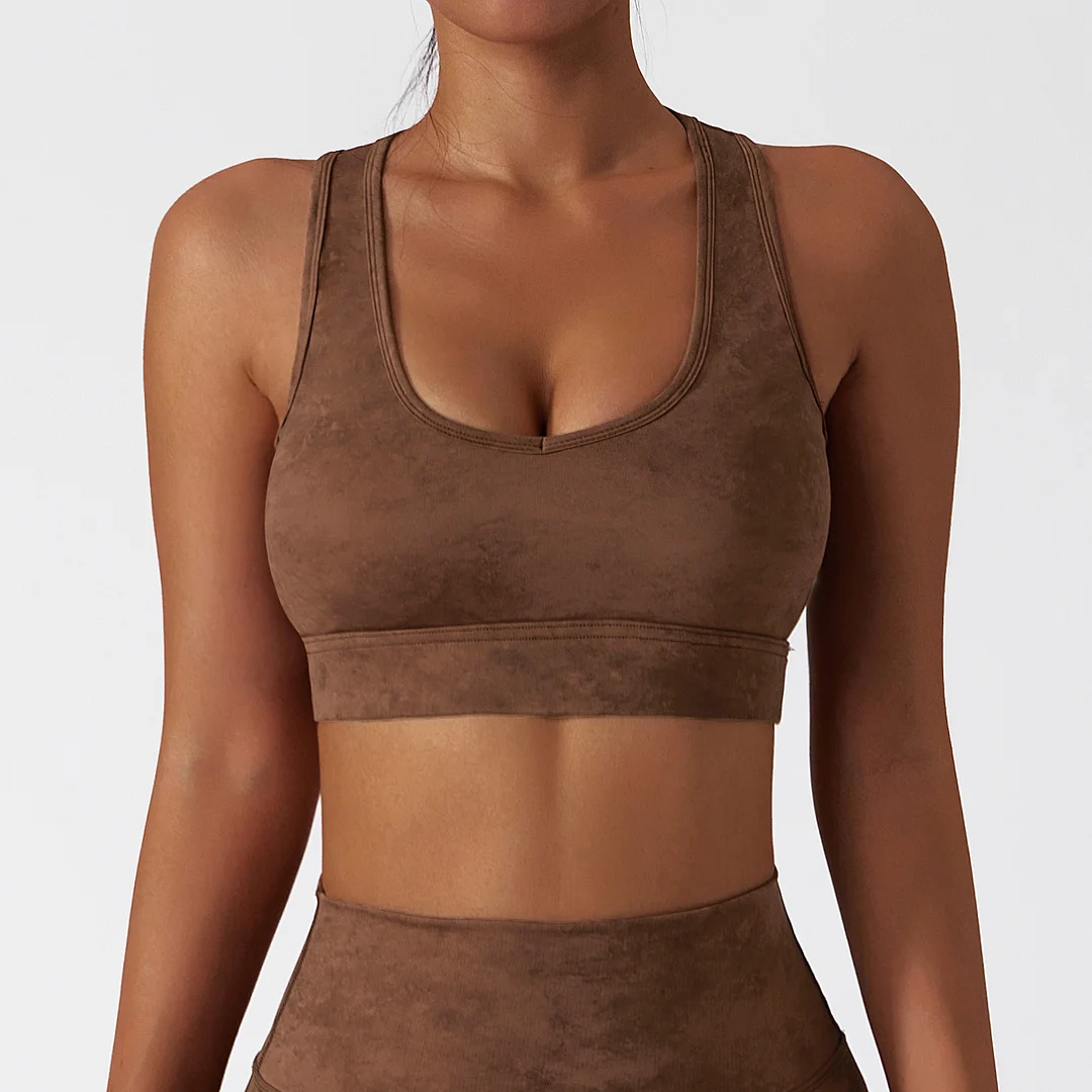 U-neck solid color sports bra
