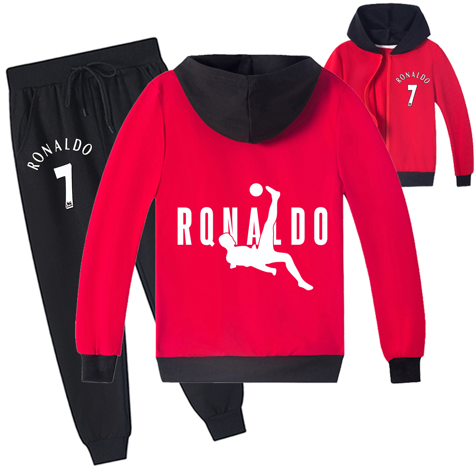 Mayoulove Cristiano Ronaldo Zip Up Set for Kids - Boys  Girls Athletic Outfit, Trendy Sportswear, Popular Soccer Style-Mayoulove