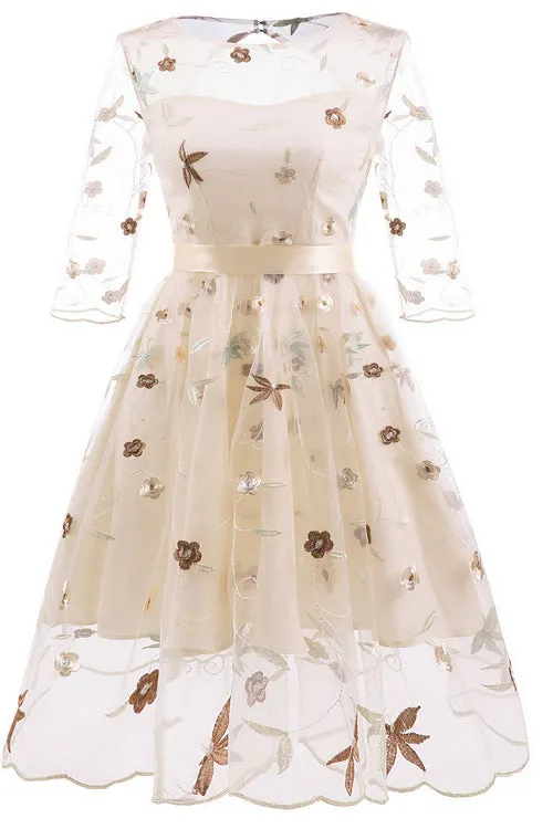 Short Pink A-Line Embroidered Party Homecoming Dress