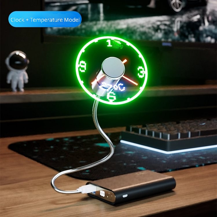 Mini LED Clock Small Fan