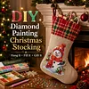 DIY Diamond Painting Christmas Stockings Hanging Ornaments Large Capacity Xmas Socks Pendant Wear Resist Candy Gift Storage Bags for Family Christmas Holiday Party Decoration (Snowman and Bird)