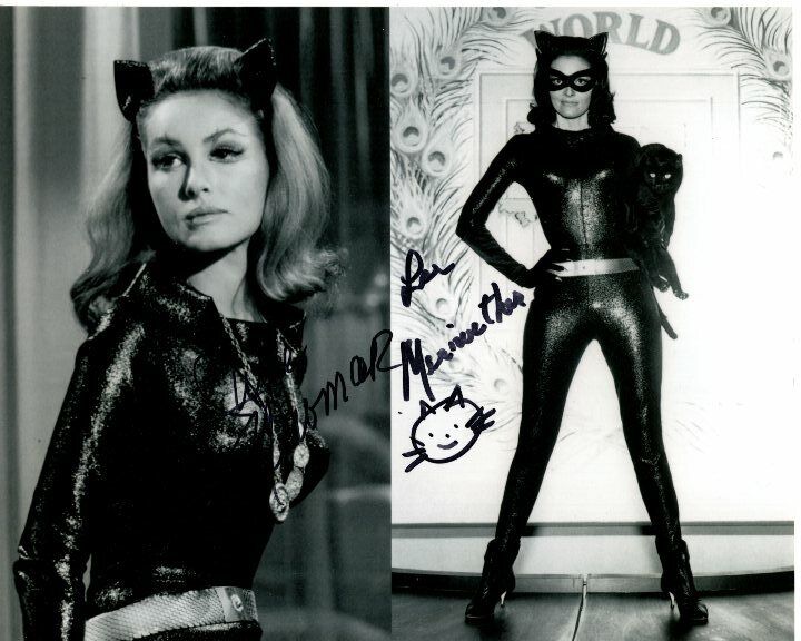 JULIE NEWMAR and LEE MERIWETHER signed autographed BATMAN CATWOMAN Photo Poster painting RARE