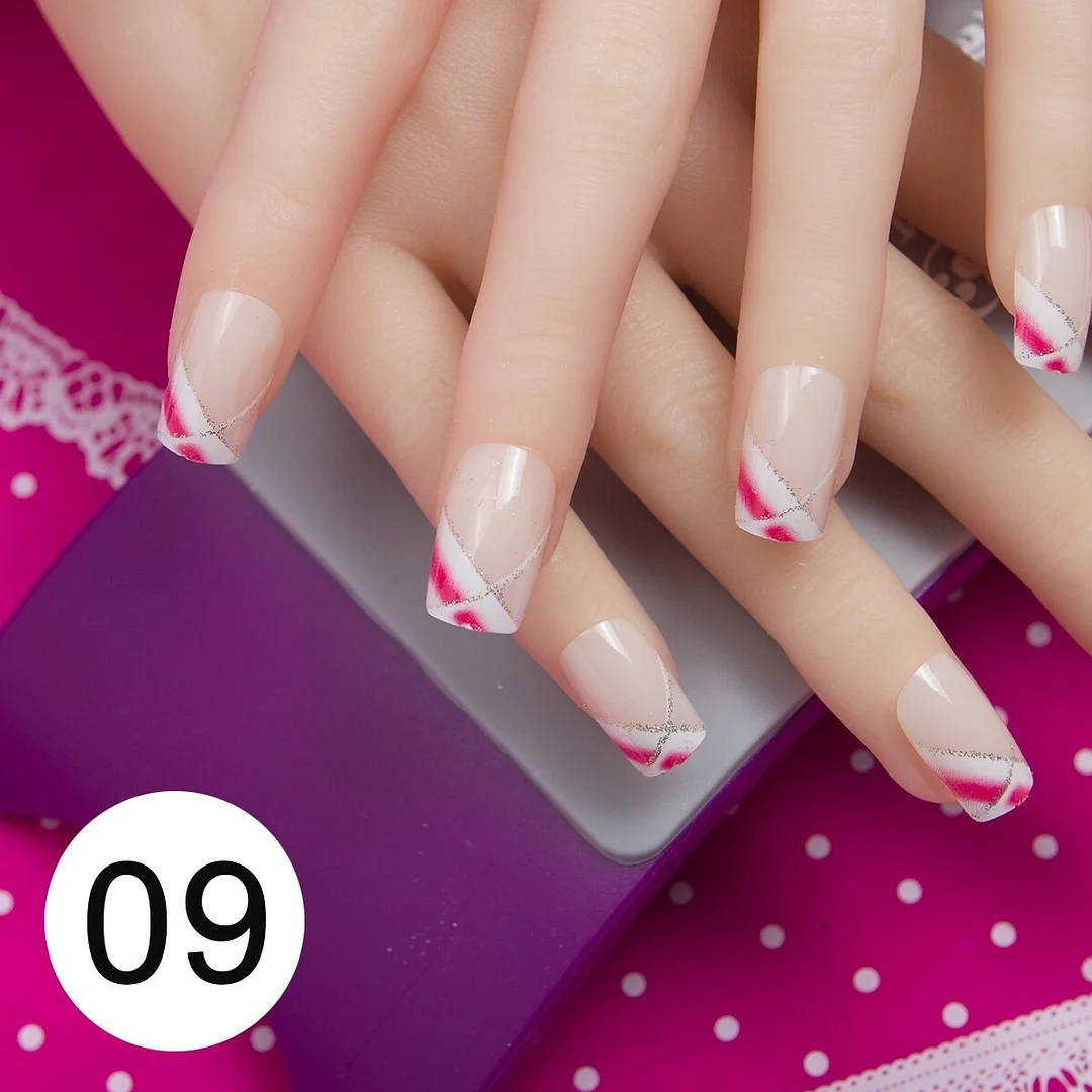 With 1 Piece Of Nail Adhesive Tape 24pcs/Box Press On Nail Art Tips Full Cover 10 Sizes False Nail Art Wedding Nails-Nail Inspo