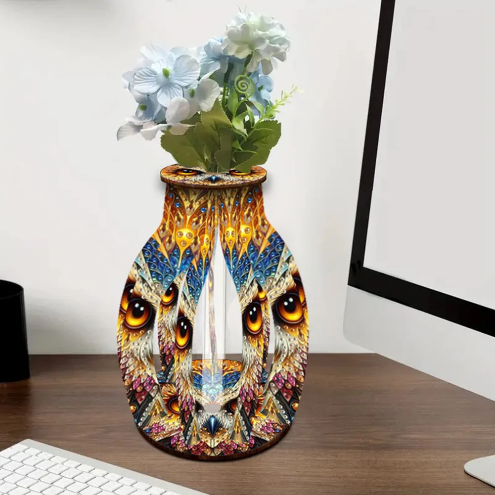 Owl Diamond Painting Flower Vase Desktop Diamond Art Kits for Home Decor