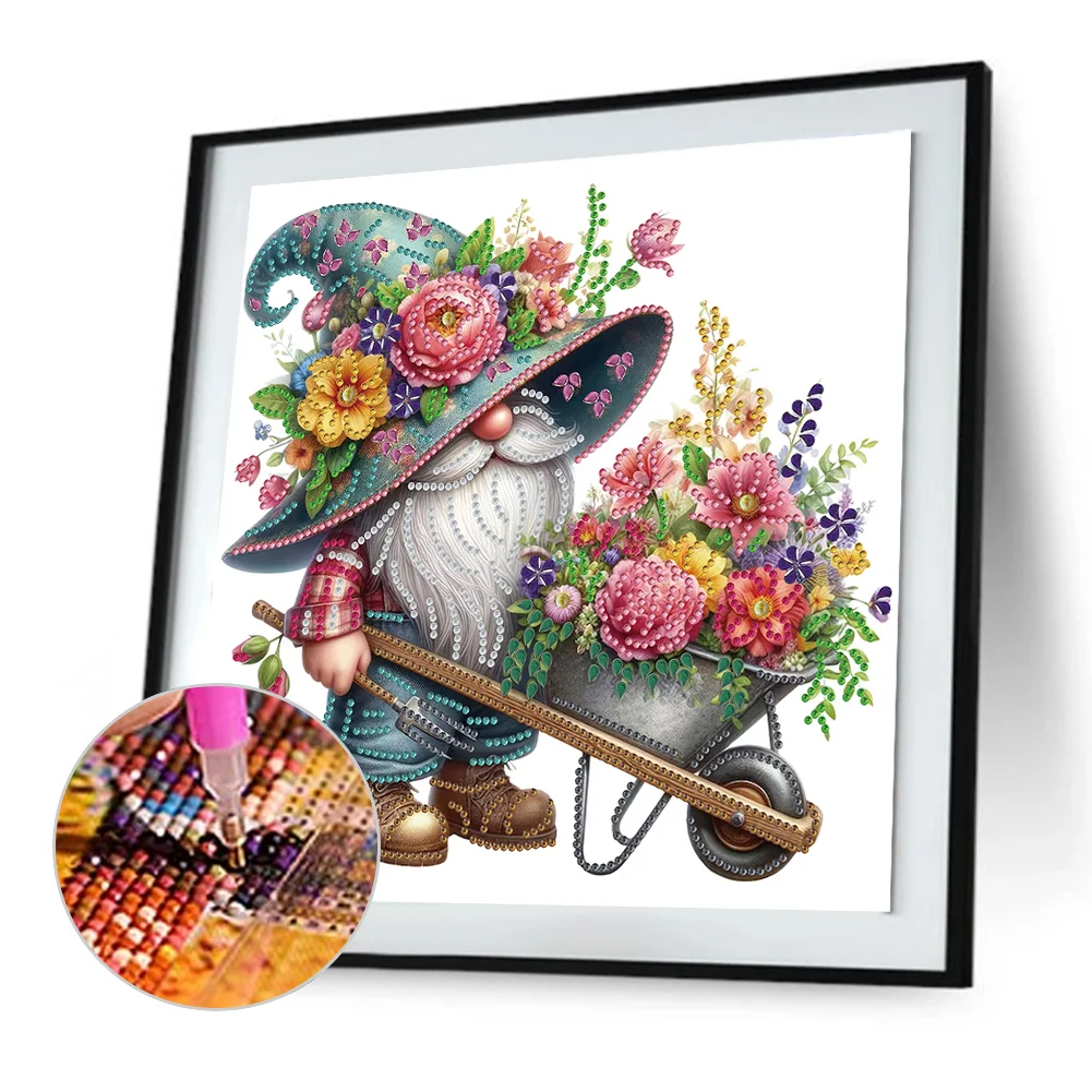 Diamond Painting - Partial Special Shaped Drill - Flower Gnome(Canvas|30*30cm)
