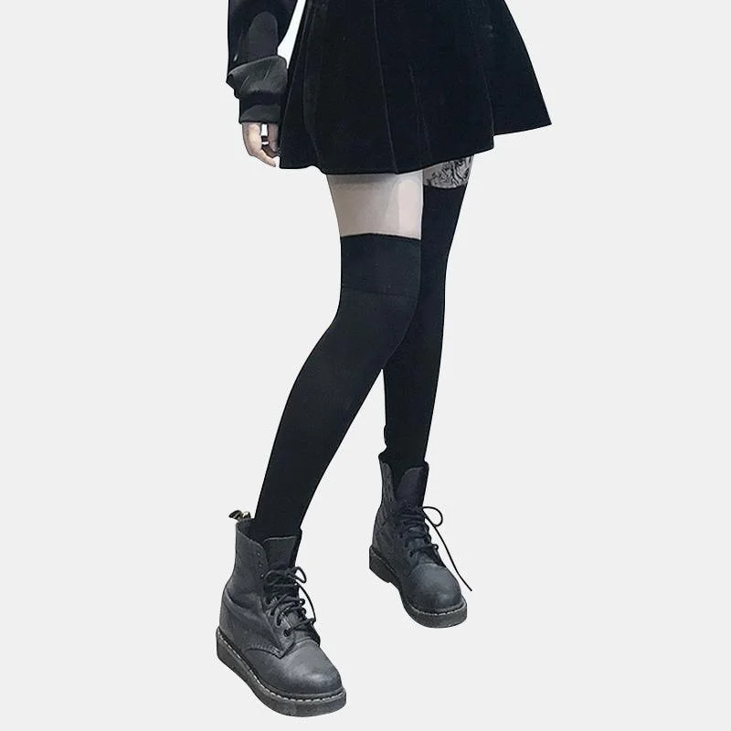 Black Winter Thick JK Thigh Stockings