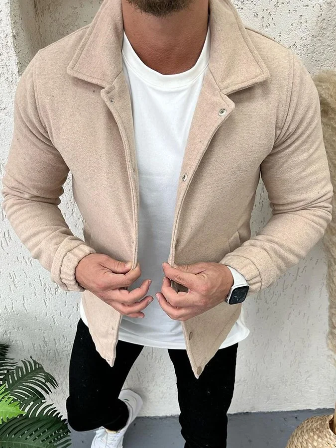 Men's Casual Lapel Button Up Solid Casual Jacket