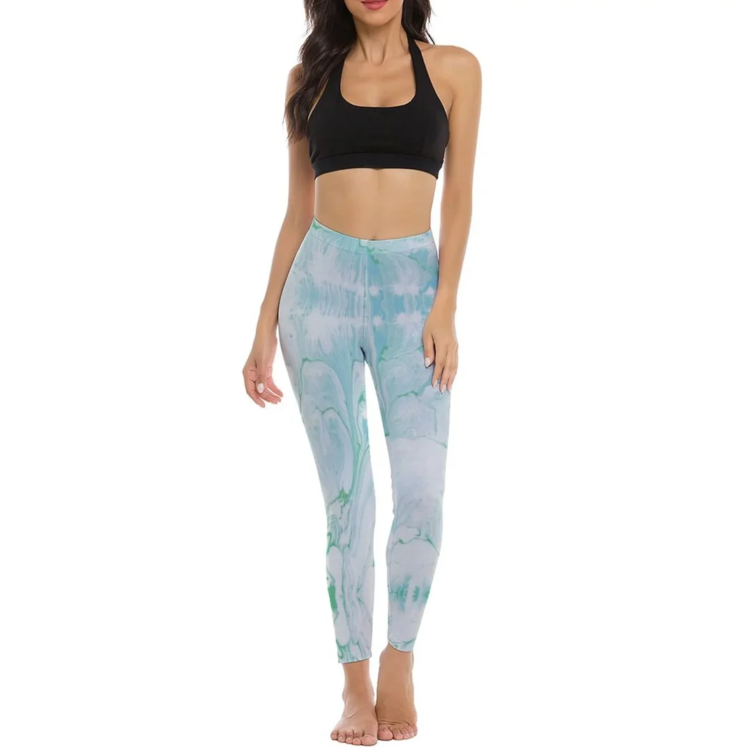 Women Watercolor Wash Yoga Pants Stretch Yoga Leggings Flat Seamless Trendy Active Sports Leggings