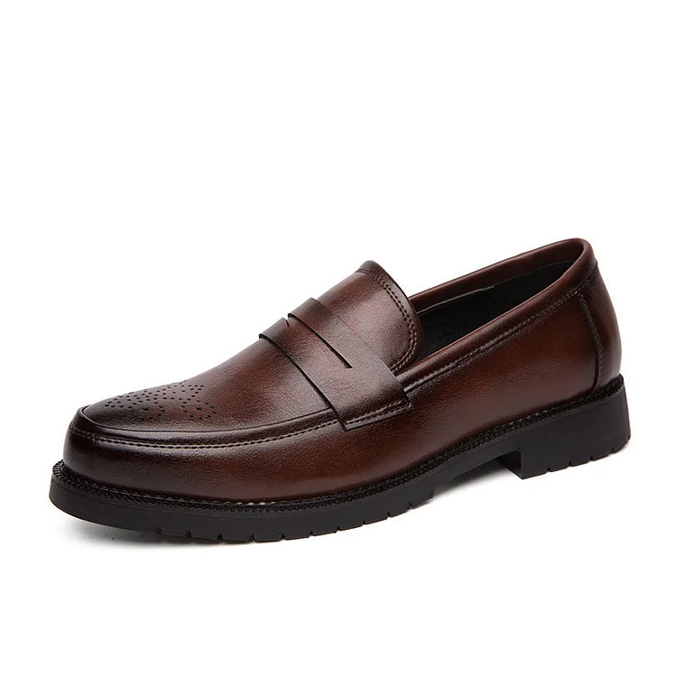 Loafers for Men Casual Formal Wear Leather Shoes Business British Style Brogue Casual Pumps Wedding Shoes plus Size