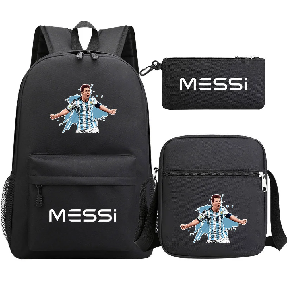 Buzzdaisy Get your little soccer star ready with Lionel Messi-themed 3-piece schoolbag set