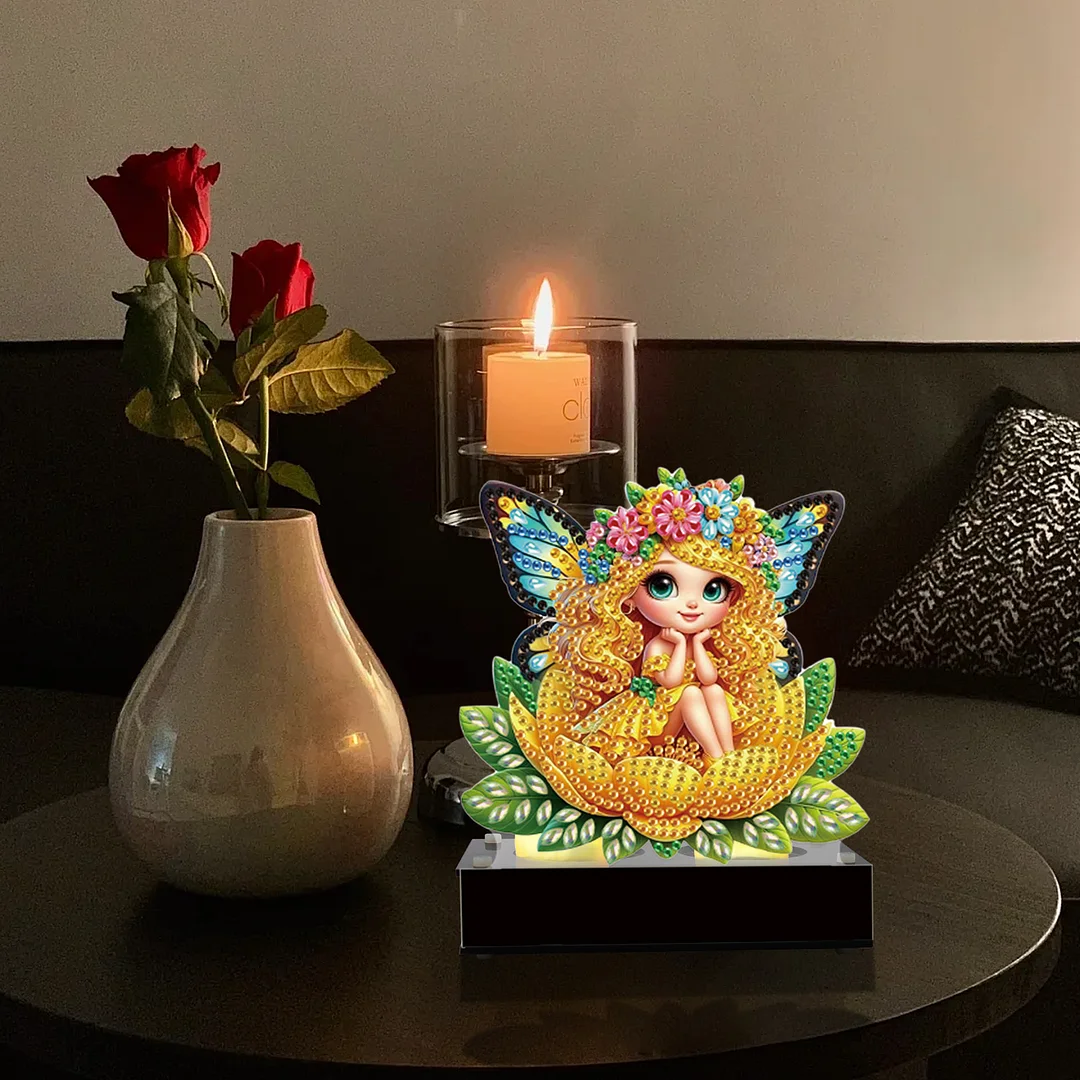 5D DIY Flower Fairy Diamond Art Mini Candle Holder for Aromatherapy Art Crafts