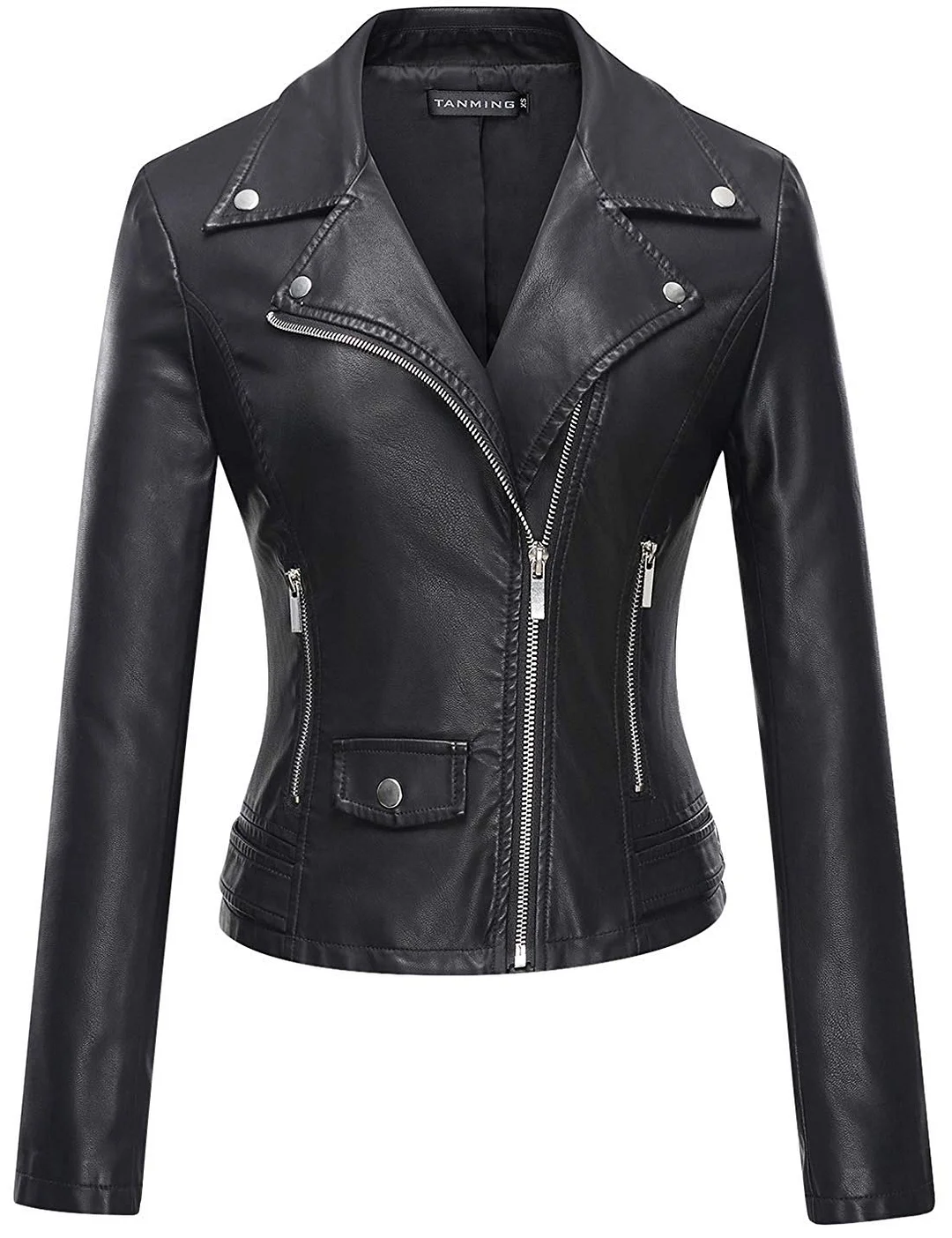 Women's Faux Leather Moto Biker Short Coat Jacket