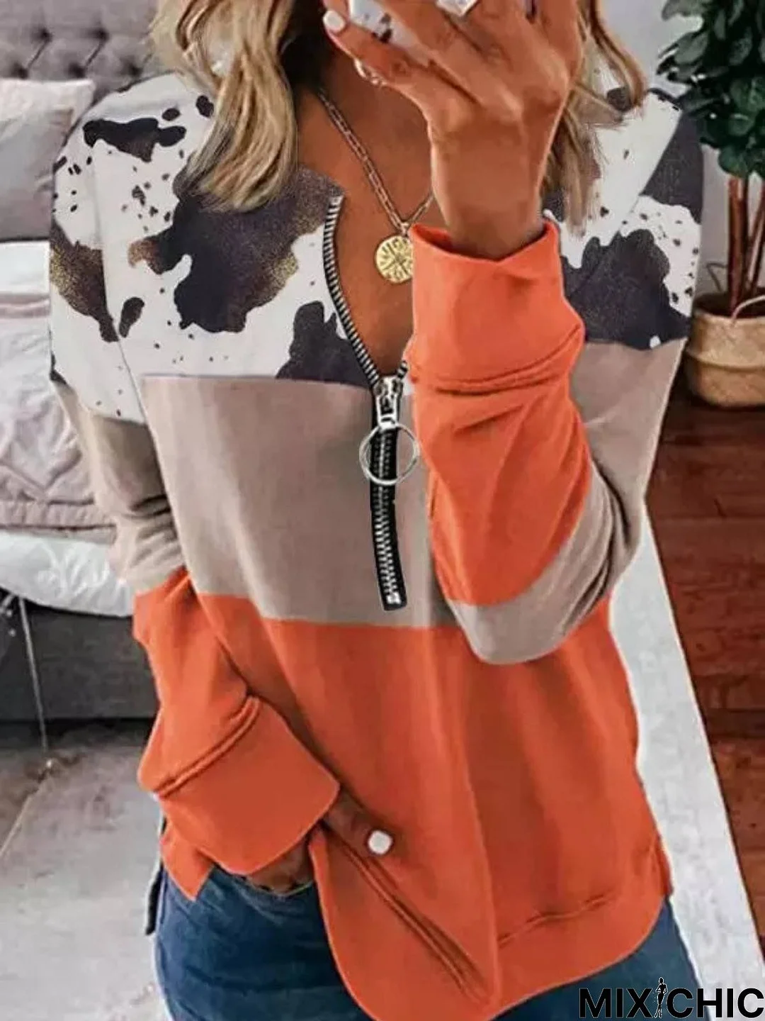 Casual Long Sleeve Tunic Sweatshirt