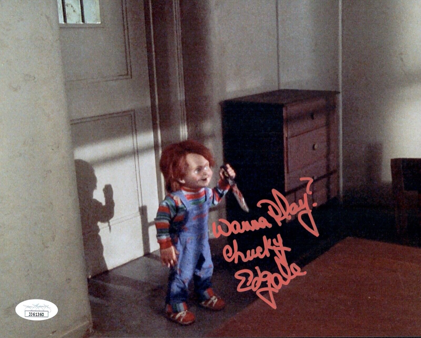 ED GALE Signed CHUCKY 8x10 Photo Poster painting Child's Play In Person Autograph JSA COA Cert