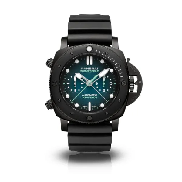 Panerai Submersible Chrono Guillaume Nery Edition - 47mm, titanium with DLC coating case, Blue dial, Watch【Free Shipping】