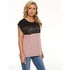 Gioiacombo&trade; Top a maniche corte da donna con pannello in pizzo