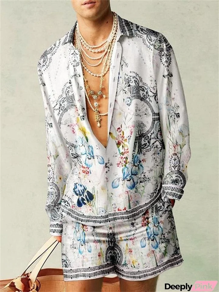 Male Superb Relaxed 3D Print Summer Beach Holiday Sets
