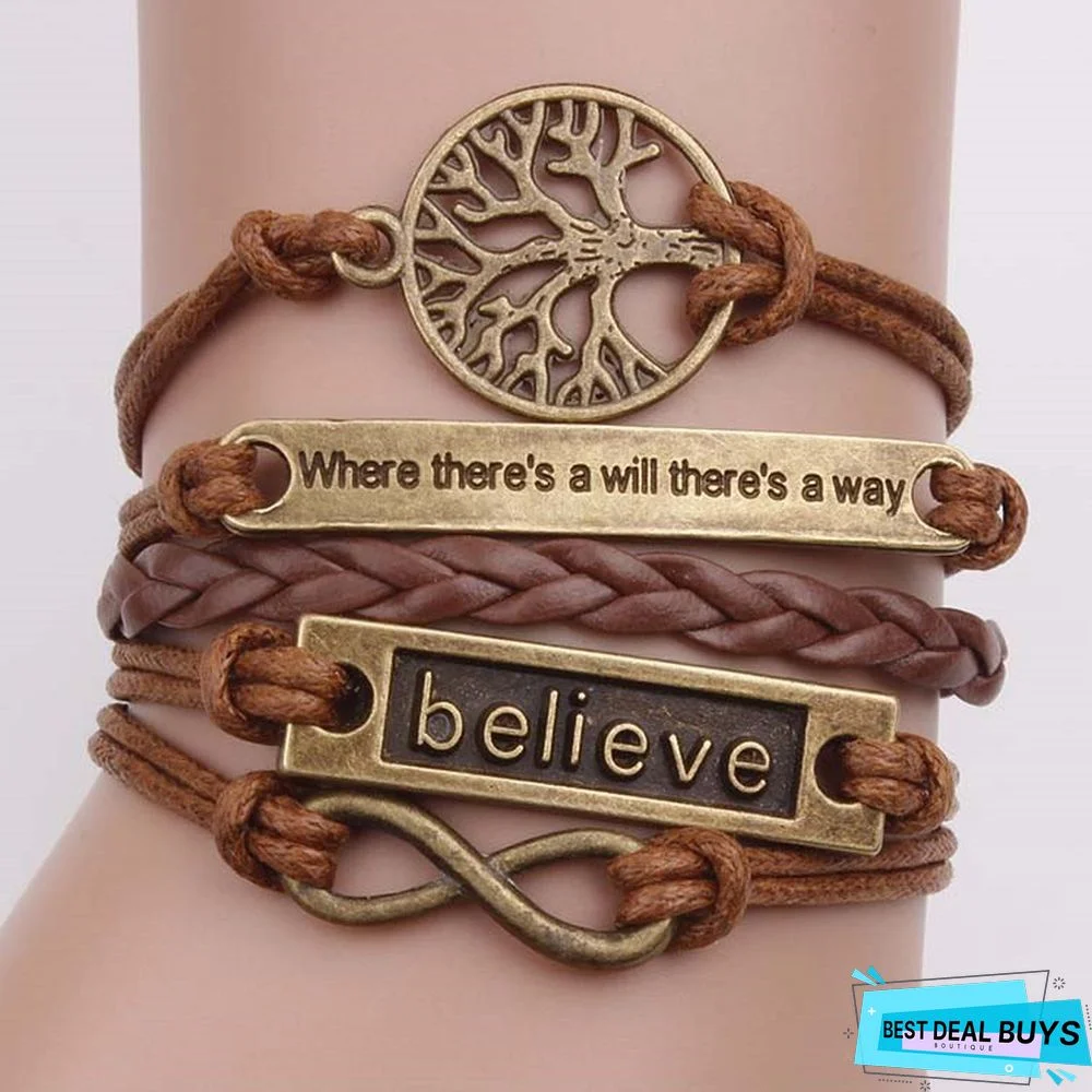 Women Bronze Vintage Leather Rope Bracelet