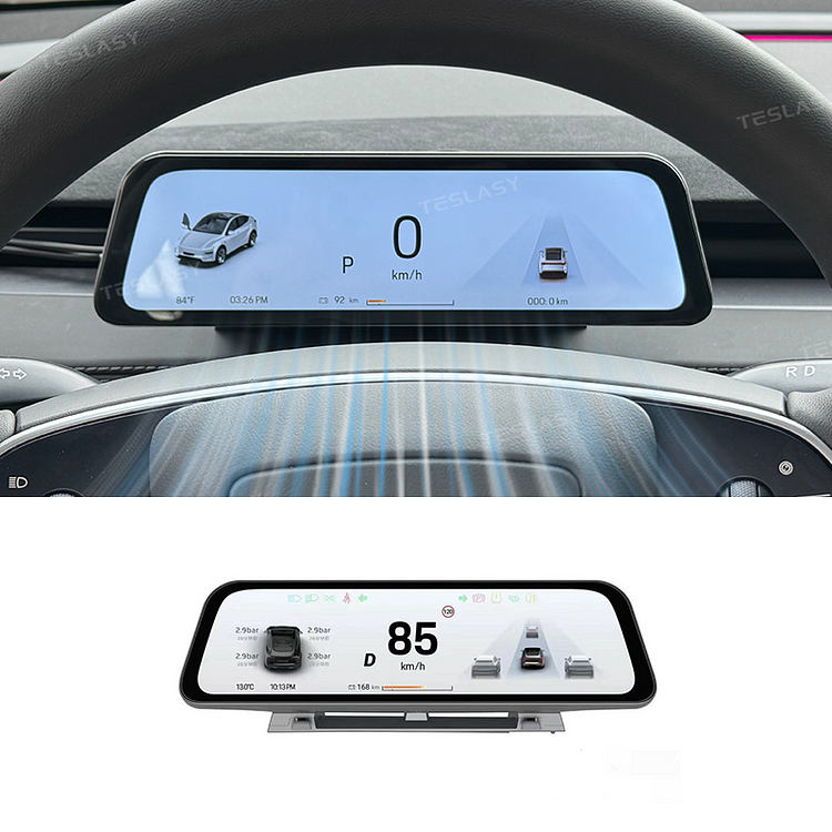 Teslasy T9 Pro 9.6-Inch Instrument Cluster Dashboard Head Up Display With Bottom Air Vent For Model Y/Y Juniper & Model 3/3 Highland