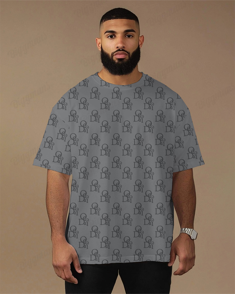 100% Cotton-Premium Jacquard Men's Loose Plus Size Short Sleeve T-Shirt