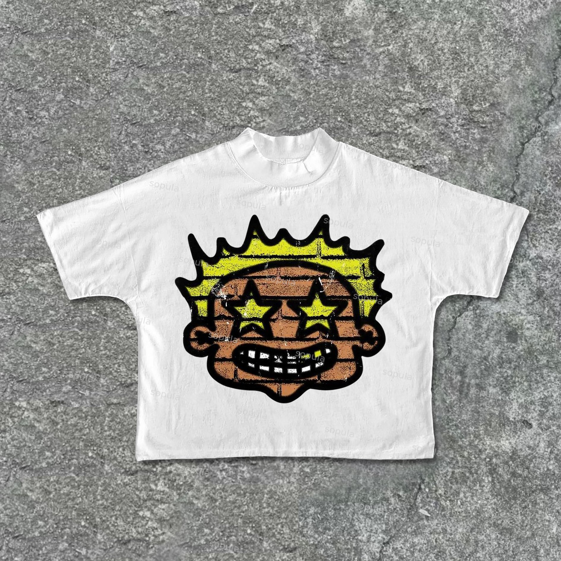 Sopula Cartoon Portrait Graphic Print Cropped T-Shirts - Sopula｜Premium Graphic Tees & Graphic Clothing