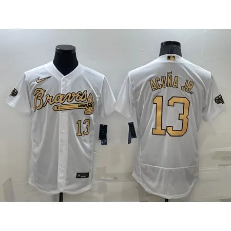 Men's Atlanta Braves #13 Ronald Acuna Jr. 2022 All-Star White Flex Base Stitched Baseball Jersey