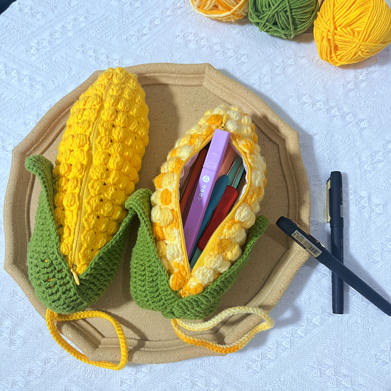 LuxeCraft Cornhusk Crochet Pencil Case DIY Kit 