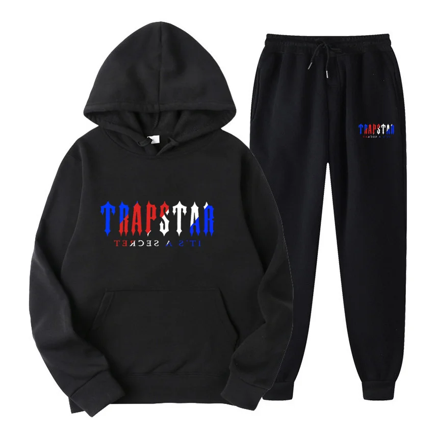 TRAPSTAR Sweatshirt Letter Print Unisex Multicolor Hoodie + Pants Set