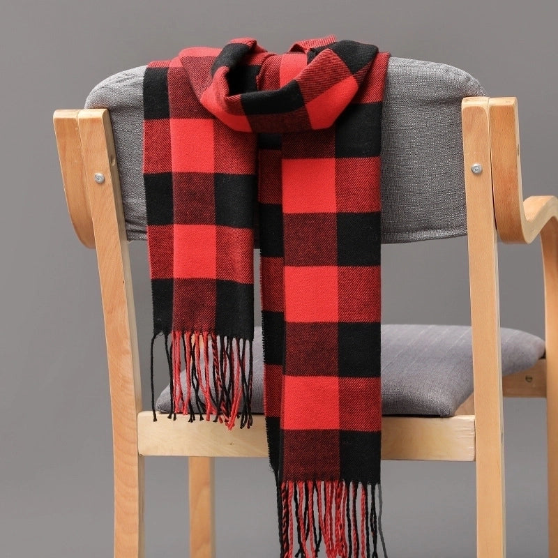 British Plaid Tassel Couple Parent-child Men's Scarf Autumn And Winter Cashmere Plaid Scarf
