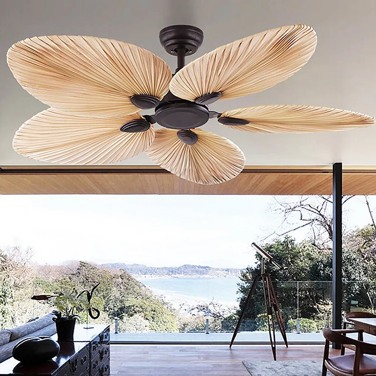 Palm Leaf Inverter Timed Silent 52'' Flush Mount Ceiling Fan Modern Fans - Appledas