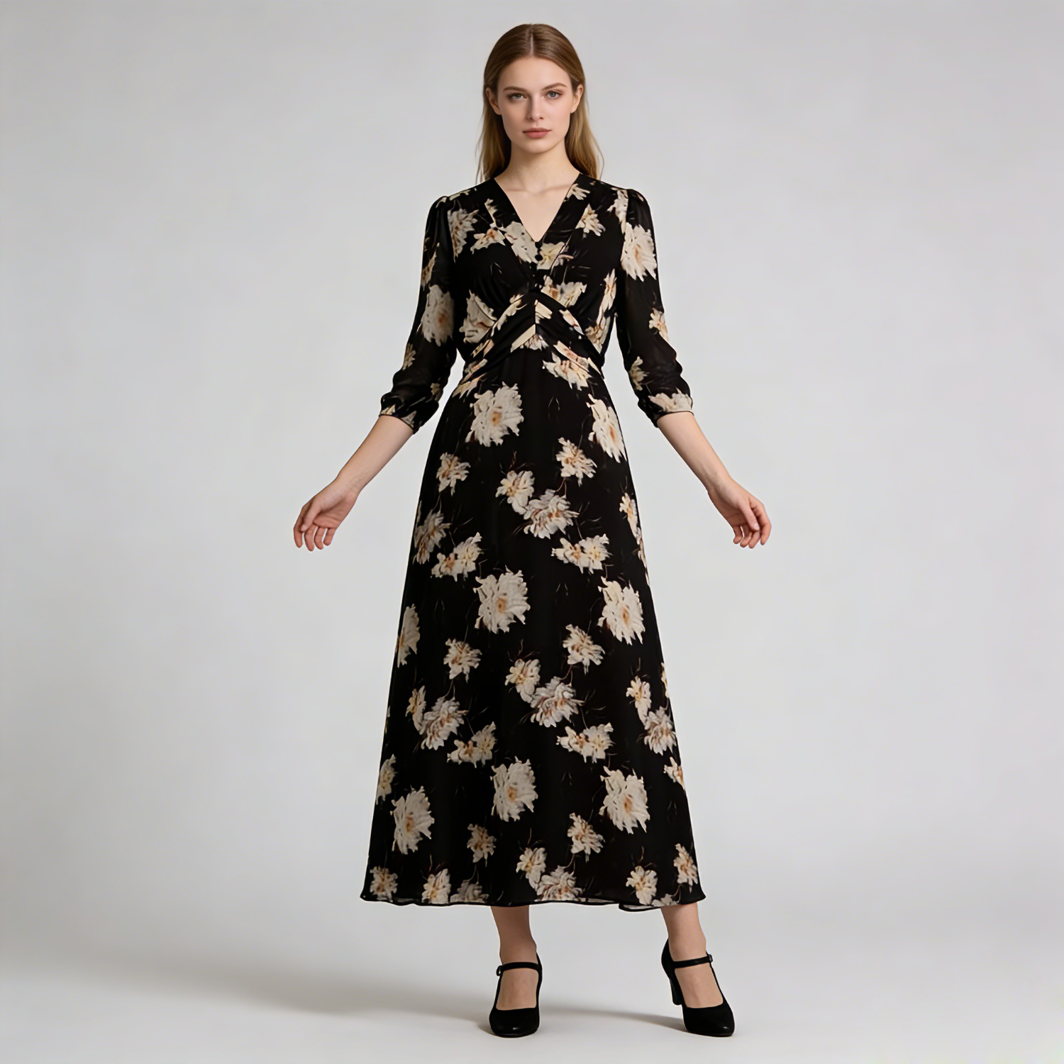 100 Mulberry Silk Dress Floral Print REAL SILK LIFE