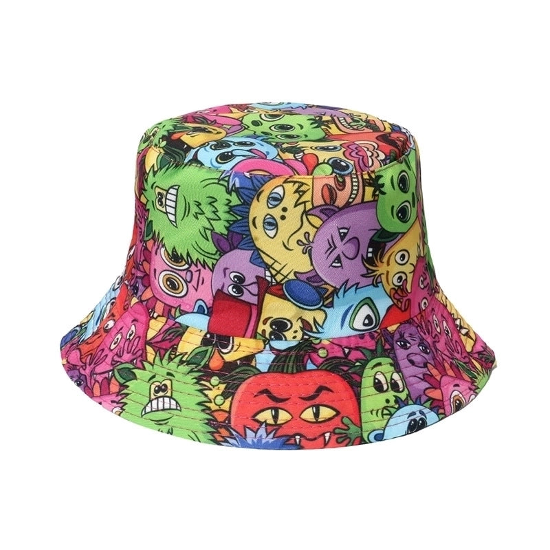 Unisex Minimalist Skull Sewing Flat Eaves Bucket Hat