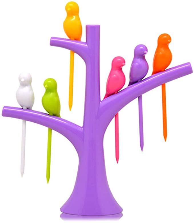 6 Pack Hummingbird Cute Snacks Dessert Colorful Fruit Forks, Party Toothpicks Creative Home Decor Gadgets