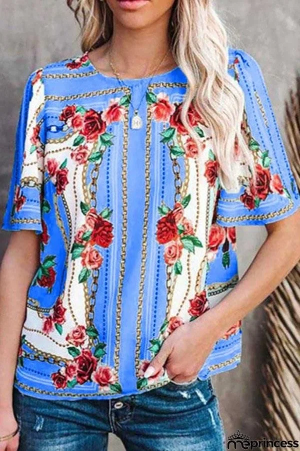 Fashion Round Neck Print T-shirt